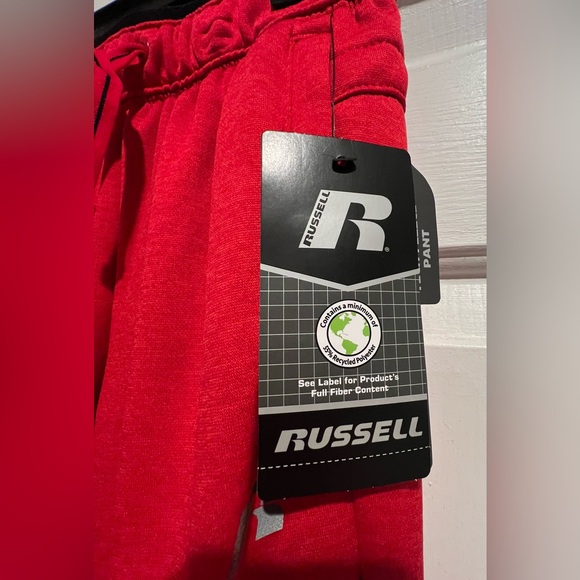 NWT❤️Russell Athletic Kids Red Joggers with Black Accents Tech Fleece Pants - Picture 10 of 11